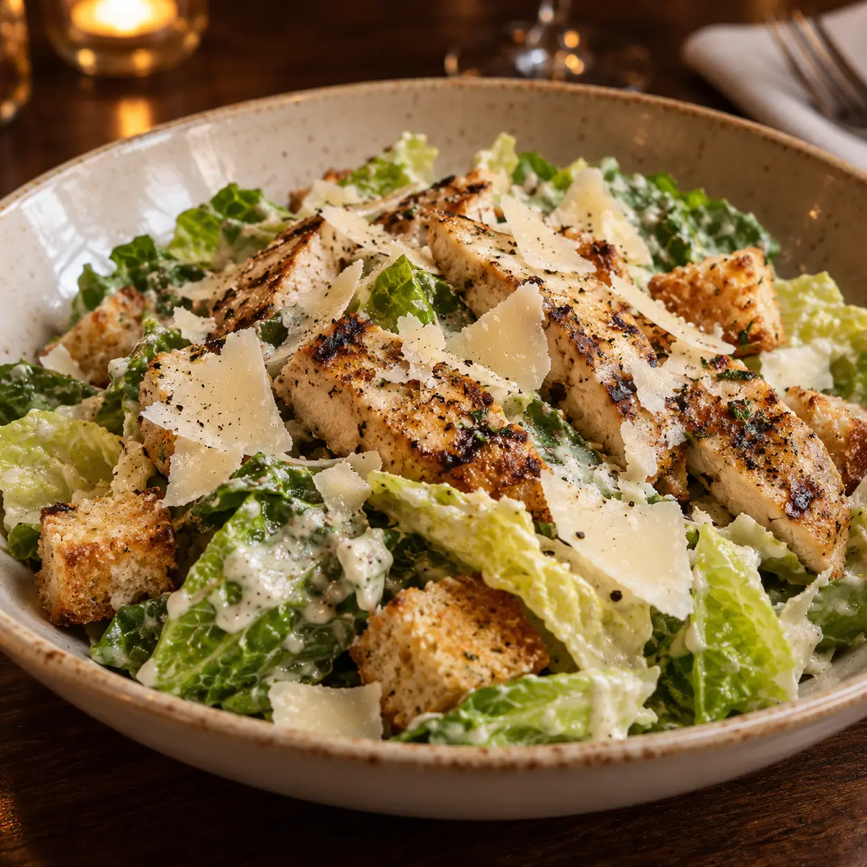 Grilled chicken Caesar salad with parmesan