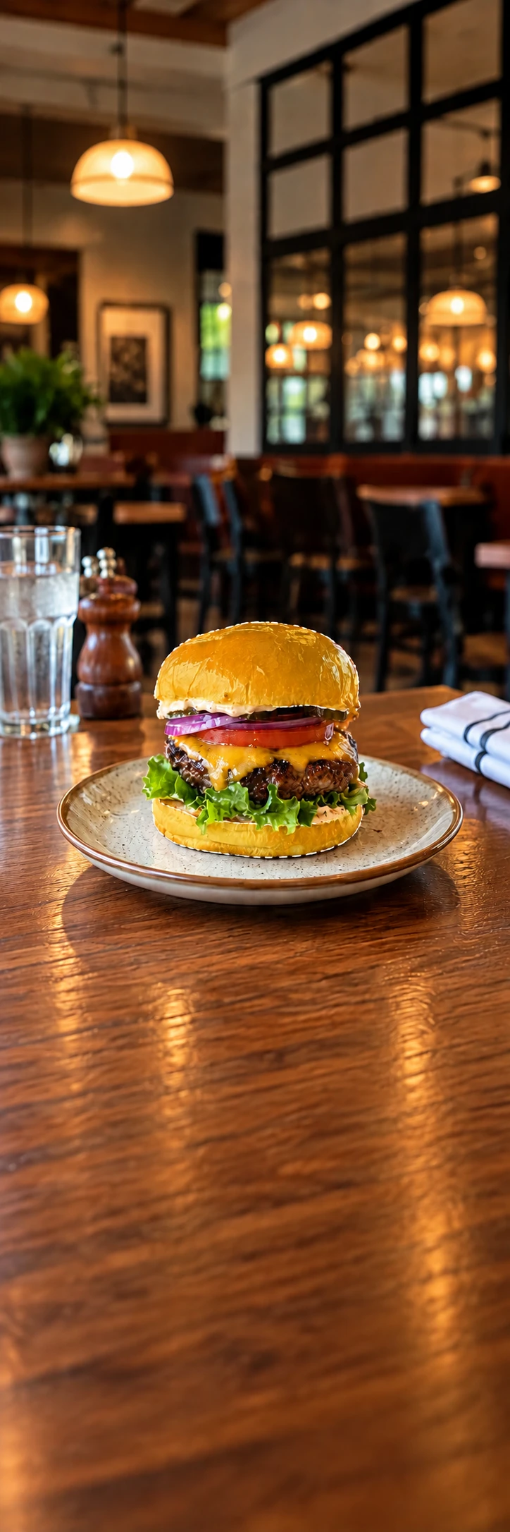 Burger buns selected with a gold mask
