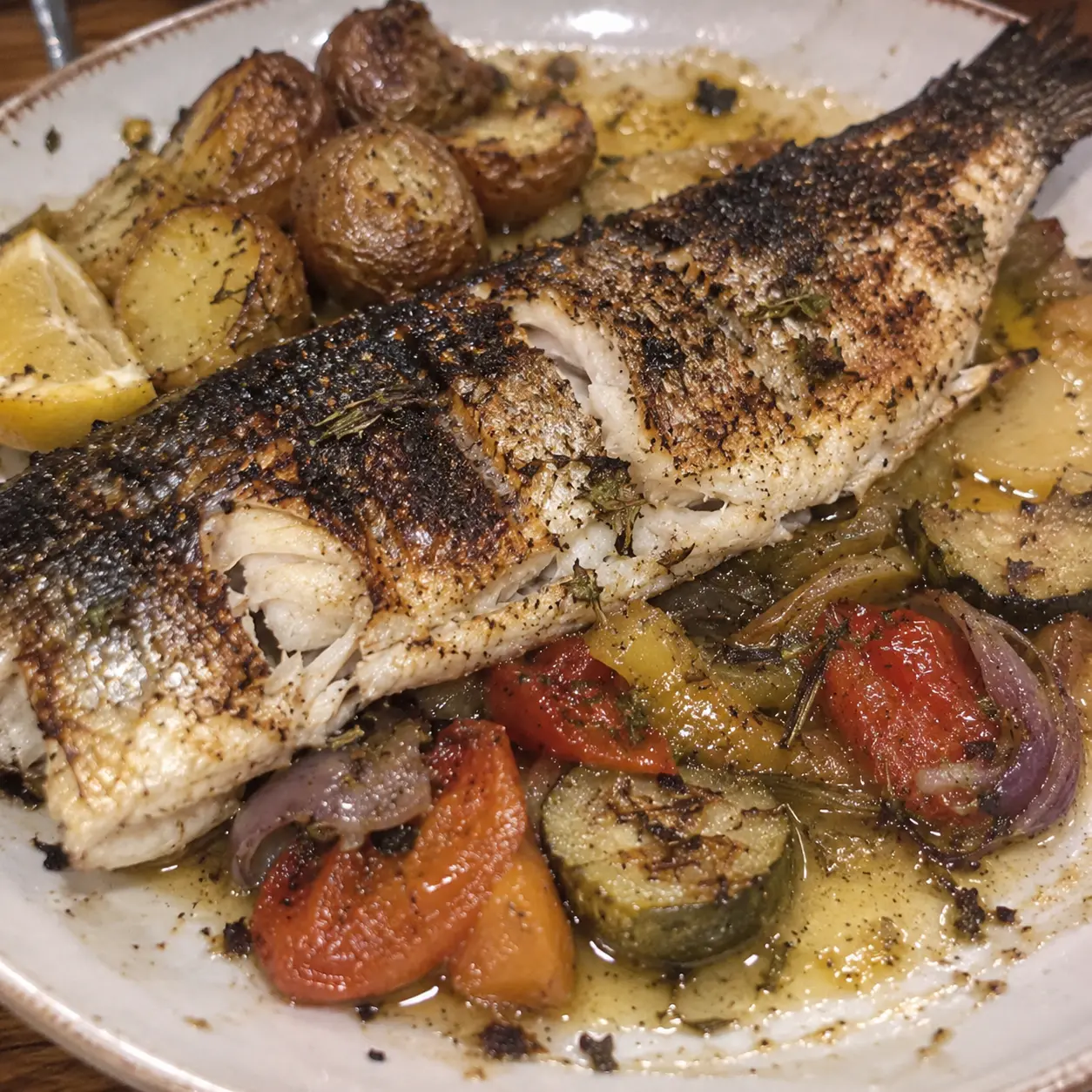 Original roasted fish and vegetables submitted for Compose