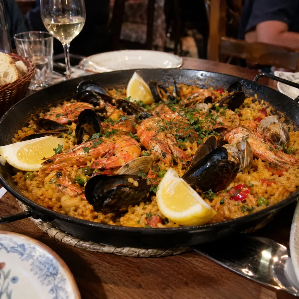 Seafood paella